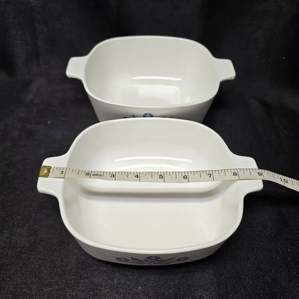 CorningWare Blue Cornflower 1.5 & 2 QT. Stoneware Casserole Dish x2 & Glass Lid